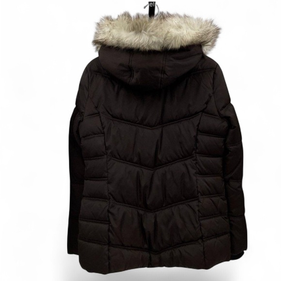 Nautica Brown Puffer Jacket with Faux Fur Hood - Picture 3 of 8